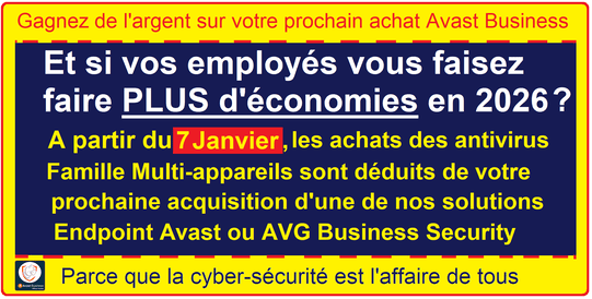 Promotion CAT Avast Tunisie à Menzah 7 - Ariana ville : achetez en tunisie le top des antivirus Avast ou AVG multi-appareils Famille et recevez un bon d'achat sur nos meilleurs antivirus réseau Endpoint pour protéger votre entreprise